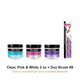 Mia Secret White, Pink & Clear Powder 2 oz Set + 2 Kolinsky Brushes