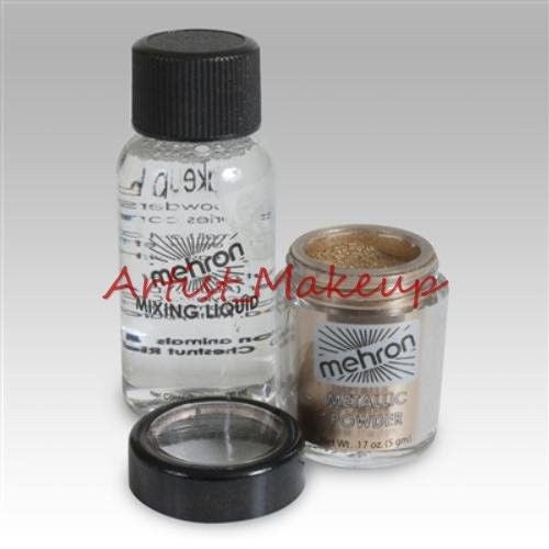 Mehron Makeup Metallic Powder with Mixing Liquid (Copper)