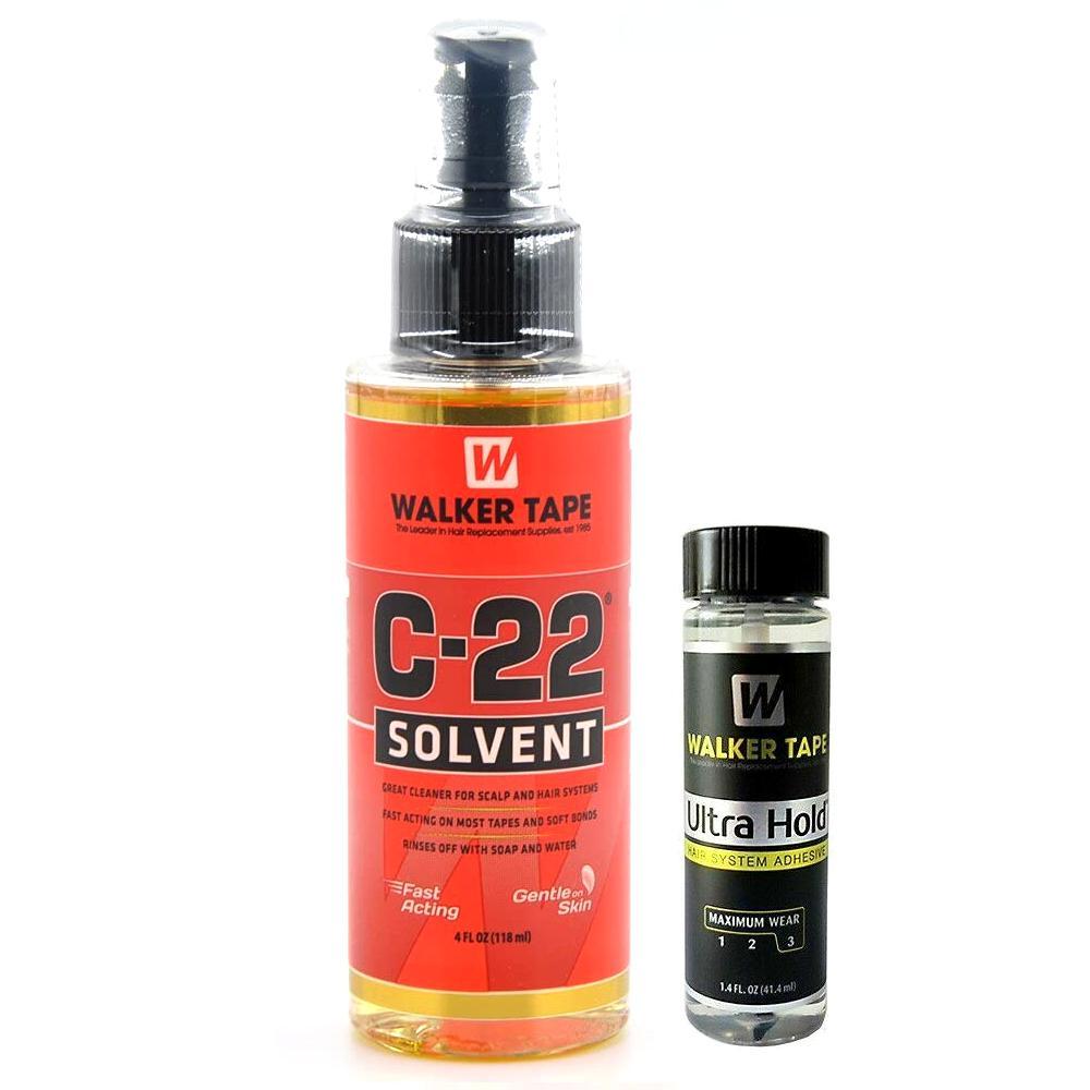 Walker Tape C-22 Solvent Remover 4 oz & Ultra Hold Adhesive Glue for Toupee Hair 1.4 fl.oz, Size: One Size